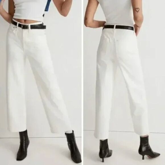 NEW Madewell The Perfect Vintage Wide-Leg Crop‎ Jean Tile White, 23 - Picture 1 of 16